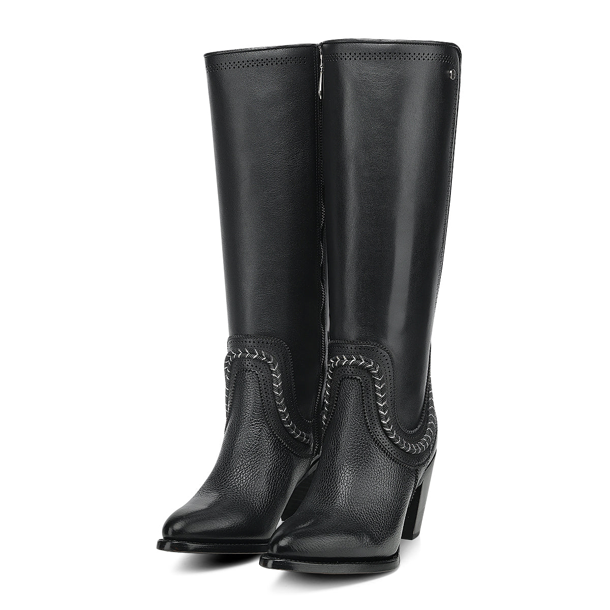 Cuadra Black Elastic & Laser & Zipper Round Toe CC322