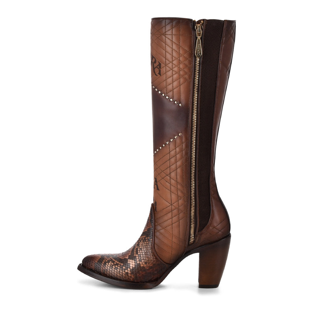 Cuadra Glazed Chestnut Python Laser & Embroidery CU561