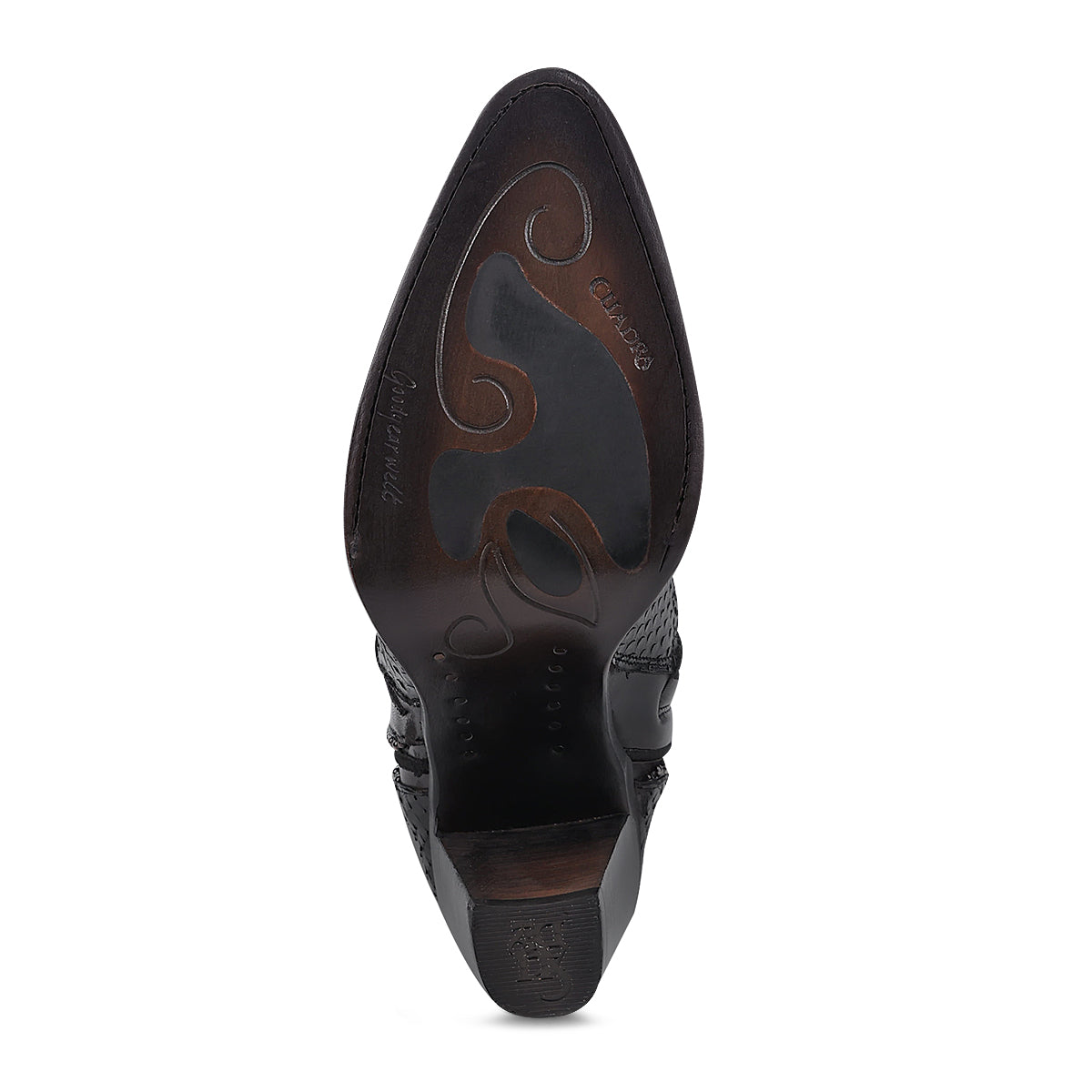 Cuadra Black Python Embroidery & Studs & Zipper  Round Toe CU867