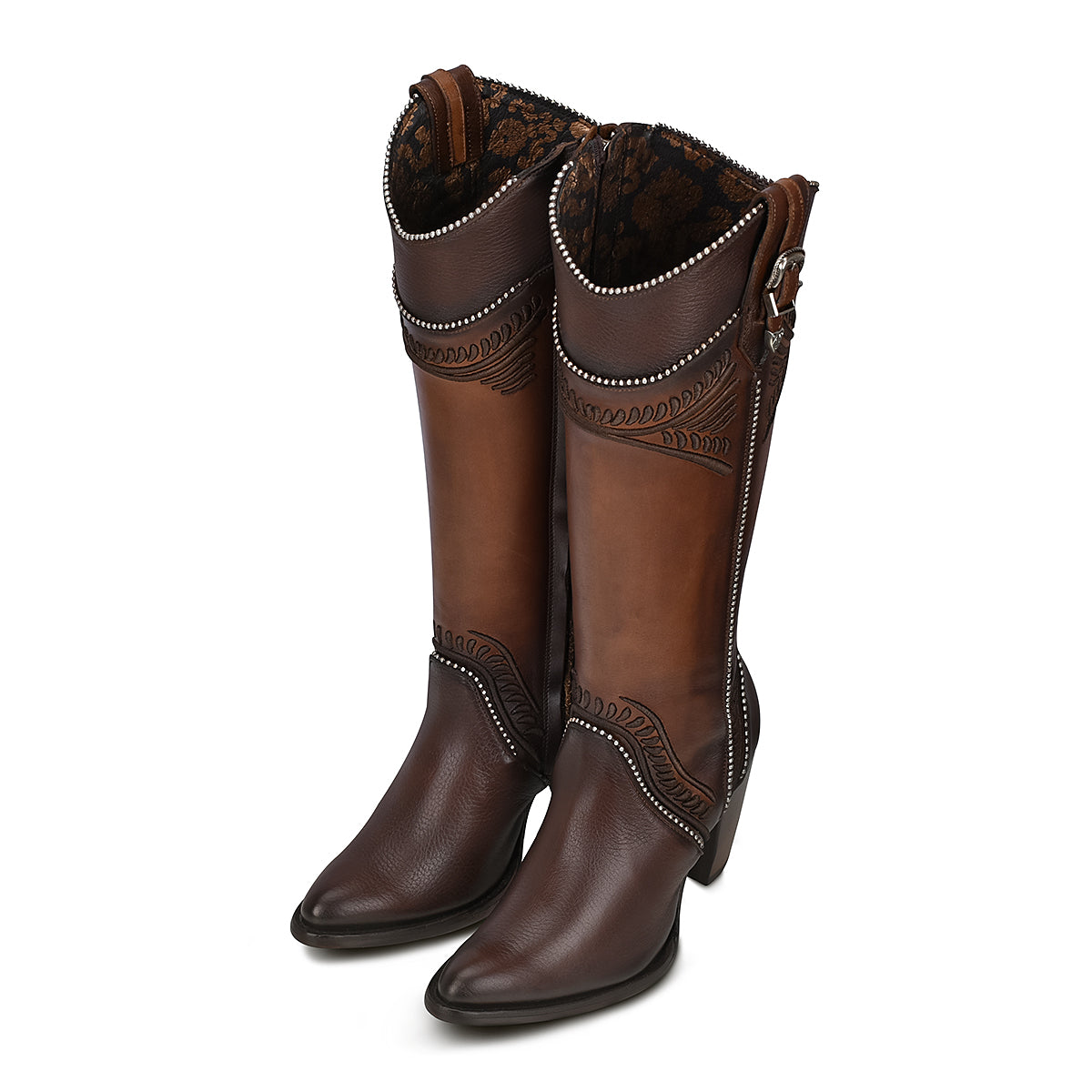 Cuadra Damasco Chocolate Embroidery Round Toe CU583