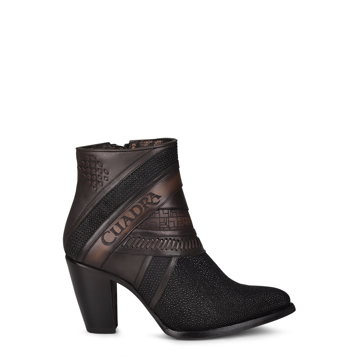 Cuadra Black Stingray Laser & Woven Round Toe CU618