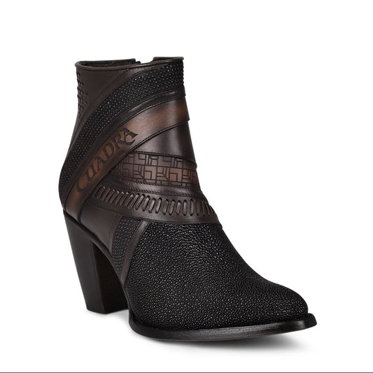 Cuadra Black Stingray Laser & Woven Round Toe CU618