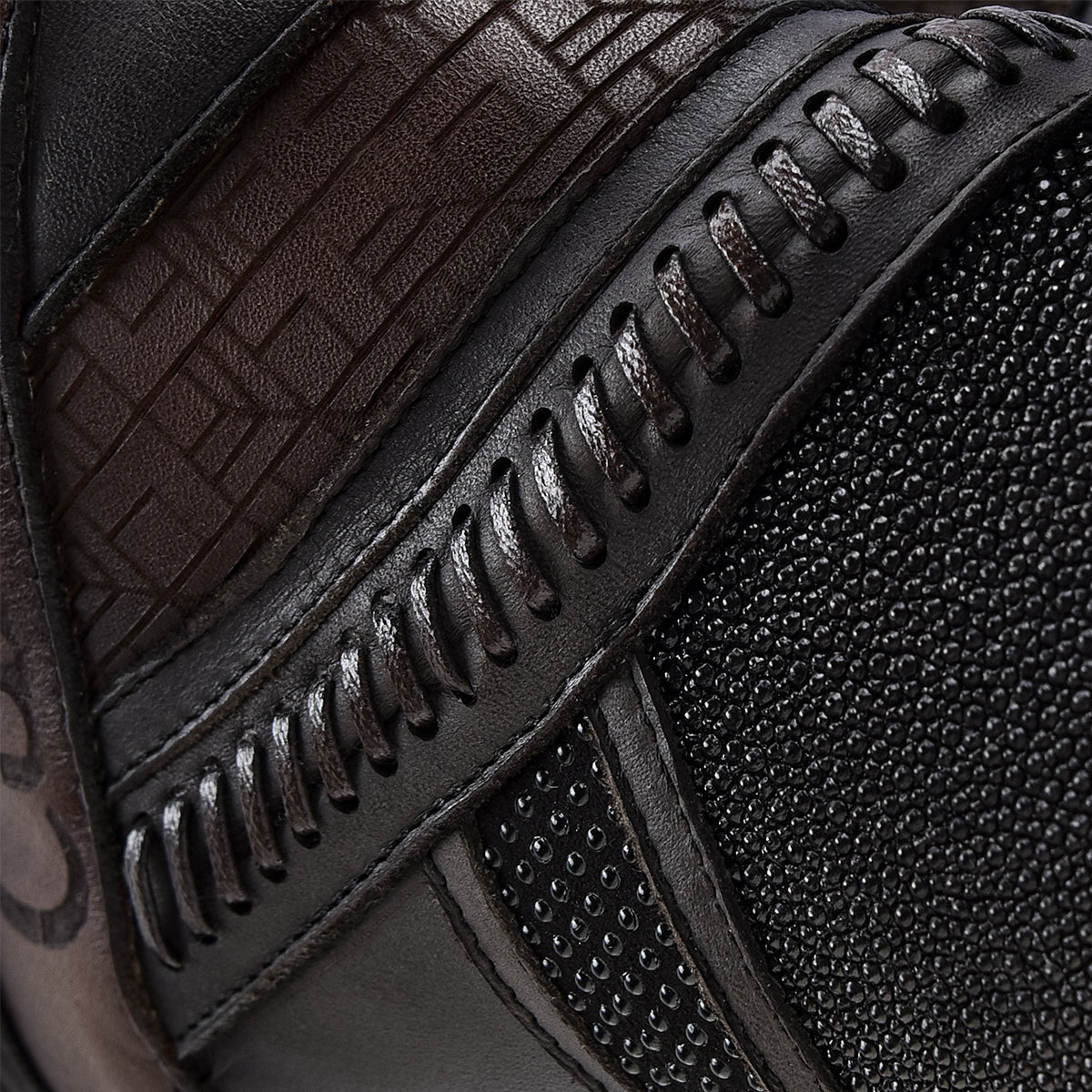 Cuadra Black Stingray Laser & Woven Round Toe CU618