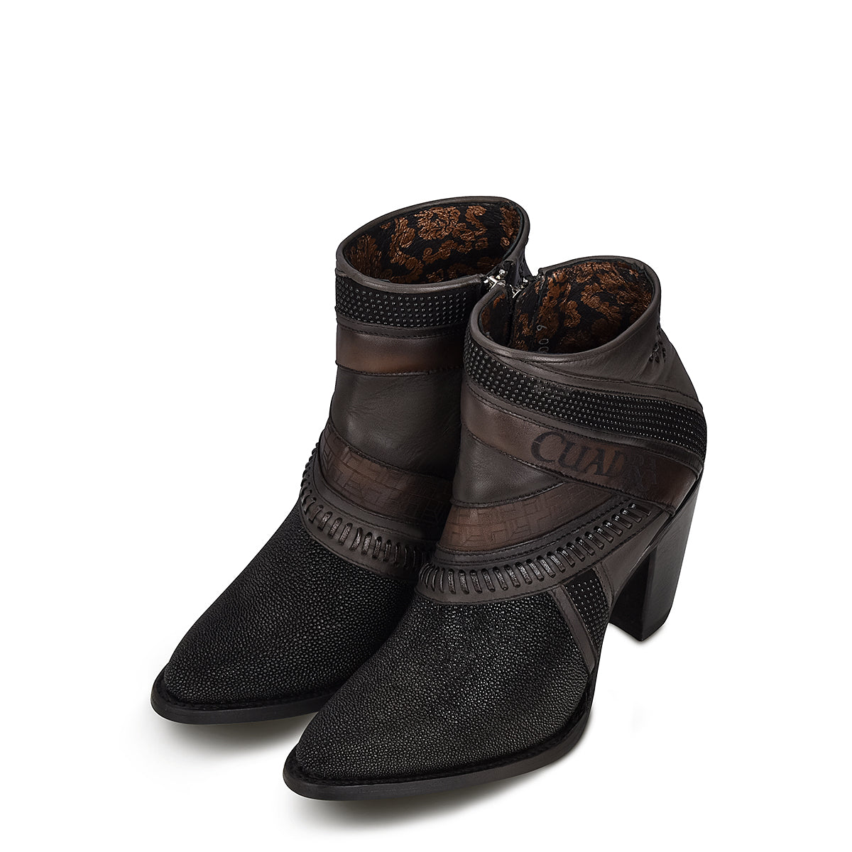 Cuadra Black Stingray Laser & Woven Round Toe CU618