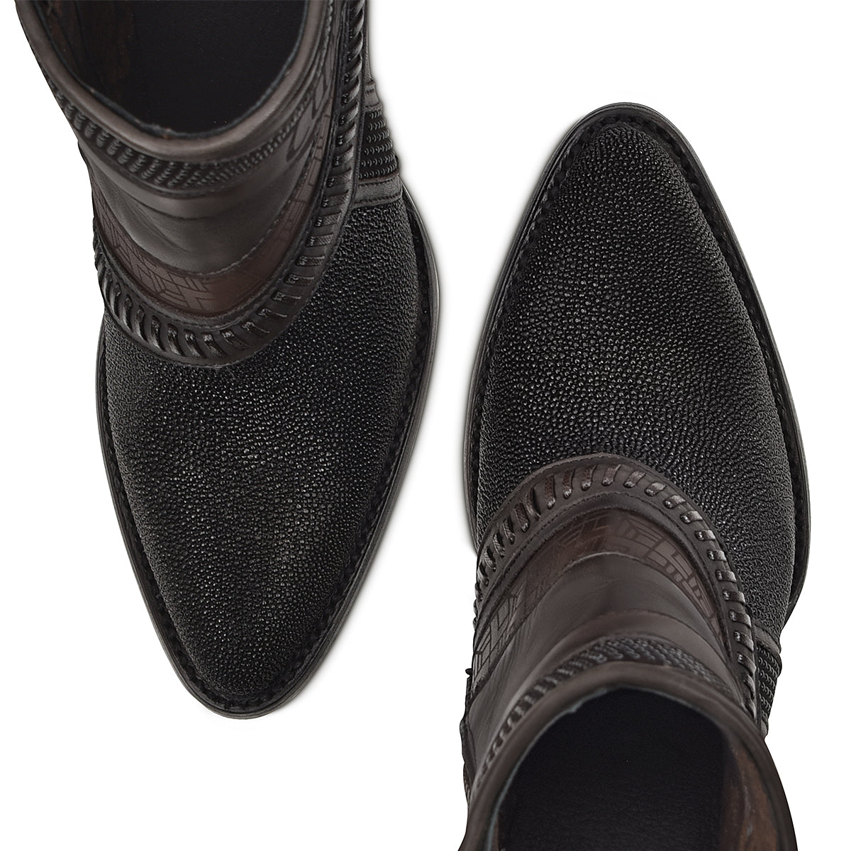 Cuadra Black Stingray Laser & Woven Round Toe CU618