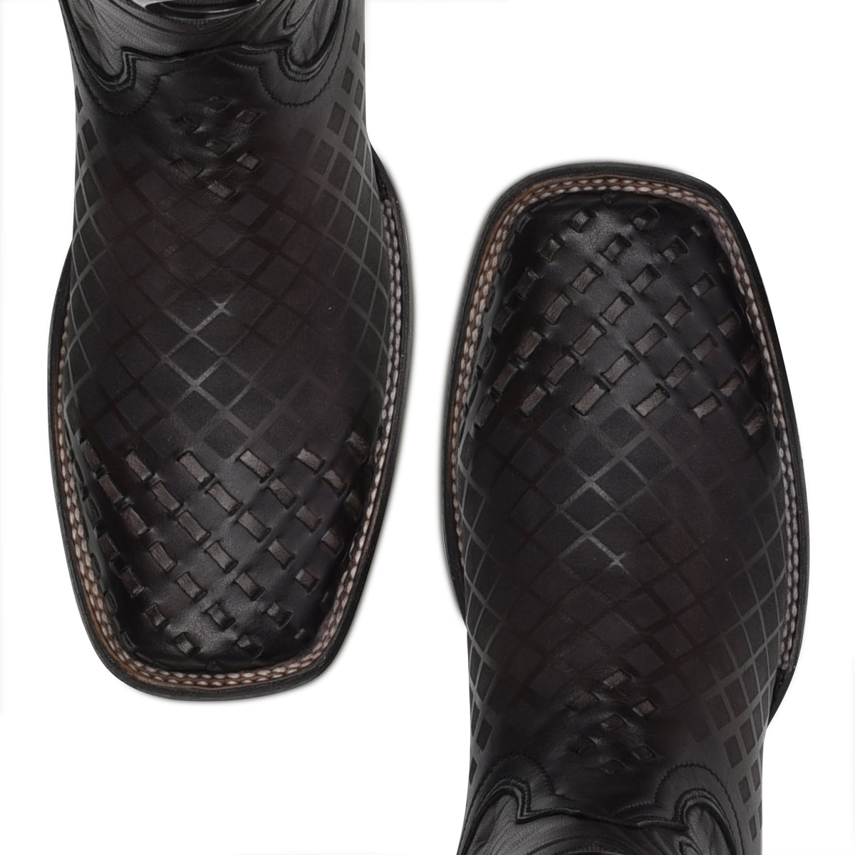 Cuadra Black Laser & Embroidery & Woven Square Toe CU676