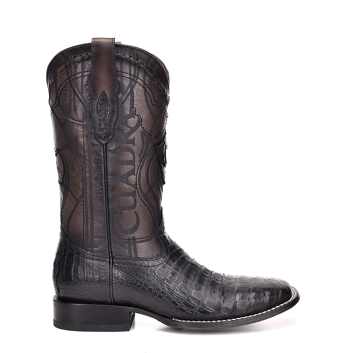 Cuadra Black Caiman Laser & Embroidery Square Toe CU678