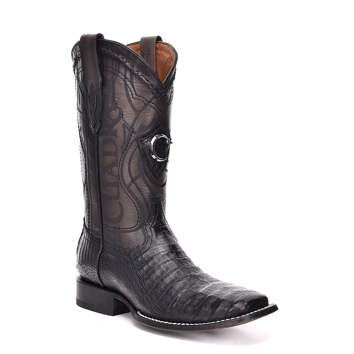 Cuadra Black Caiman Laser & Embroidery Square Toe CU678