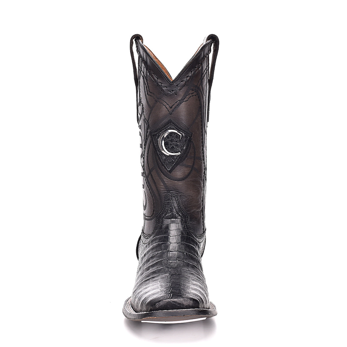 Cuadra Black Caiman Laser & Embroidery Square Toe CU678