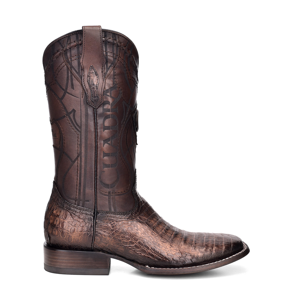 Cuadra Copper Caiman Laser & Embroidery Square Toe CU456