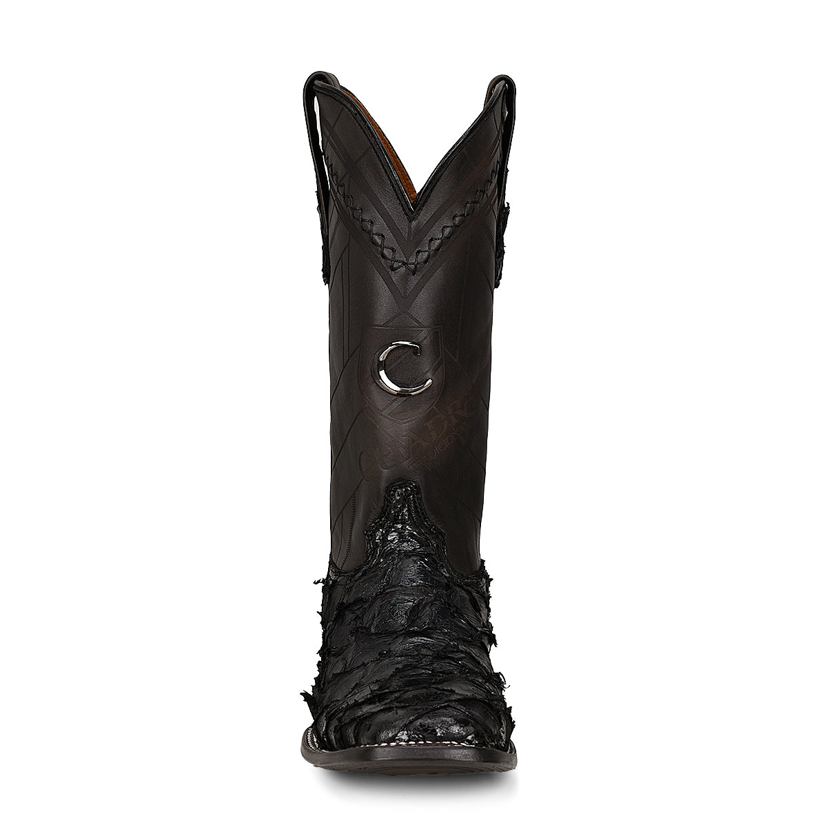 Cuadra Black Fish Pirarucu Laser & Woven Square Toe CU787