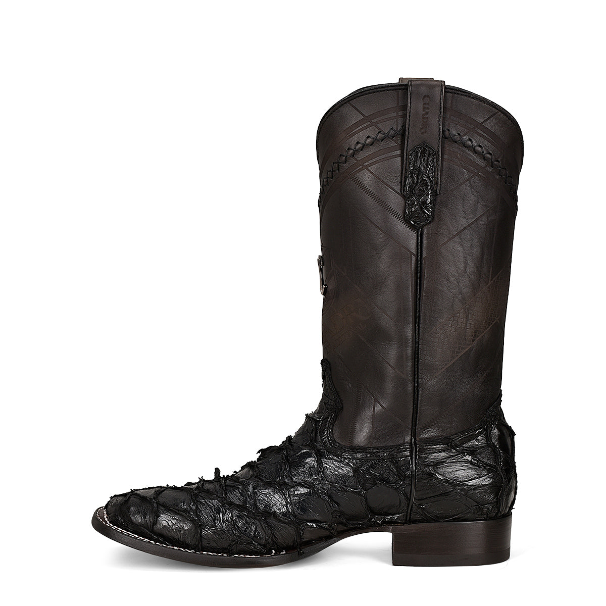 Cuadra Black Fish Pirarucu Laser & Woven Square Toe CU787