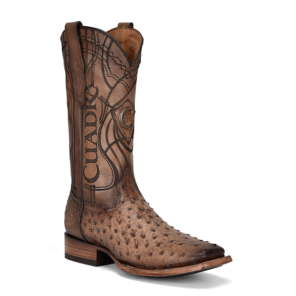 Cuadra Lugano Brown Ostrich Embroidery & Laser CU744