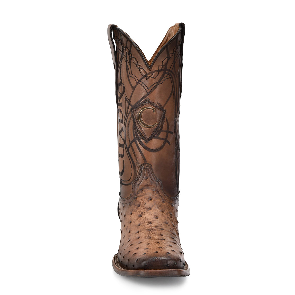 Cuadra Lugano Brown Ostrich Embroidery & Laser CU744