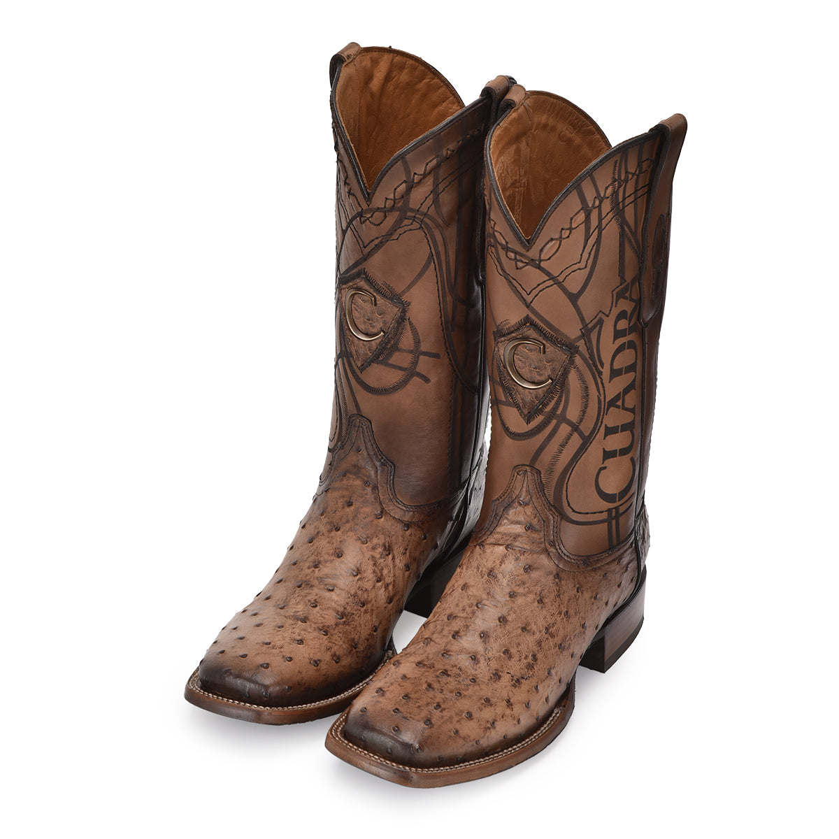Cuadra Lugano Brown Ostrich Embroidery & Laser CU744