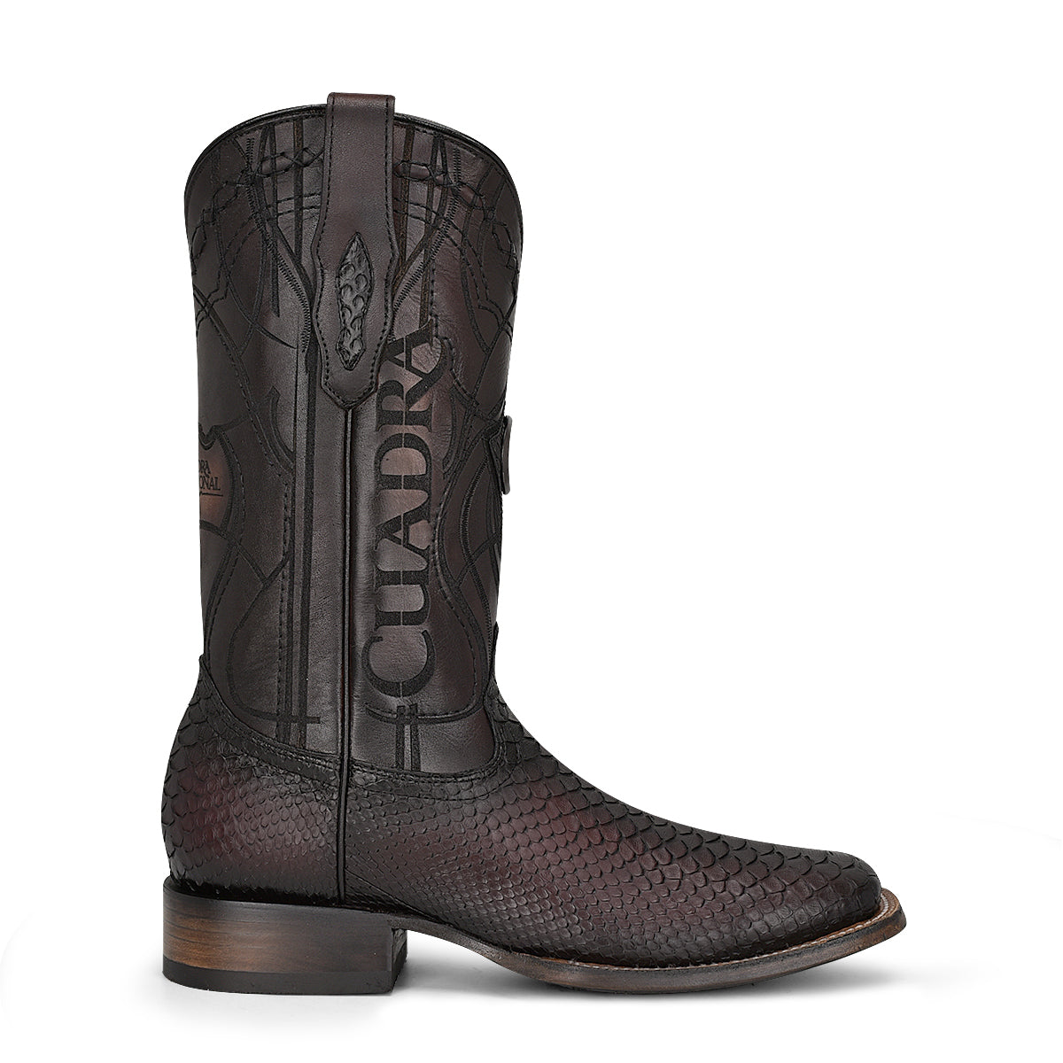 Cuadra Lisboa Cherry Python Embroidery & Laser & Woven Square Toe CU746
