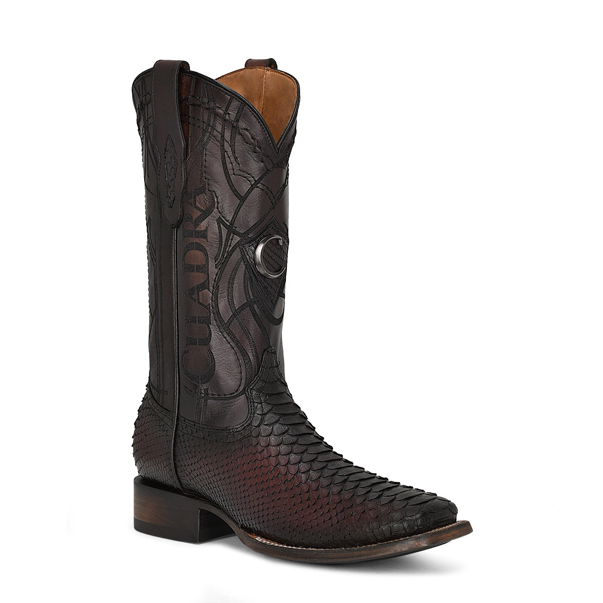 Cuadra Lisboa Cherry Python Embroidery & Laser & Woven Square Toe CU746