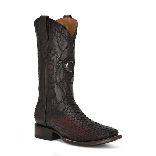 Cuadra Lisboa Cherry Python Embroidery & Laser & Woven Square Toe CU746