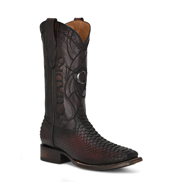 Cuadra Lisboa Cherry Python Embroidery & Laser & Woven Square Toe CU746