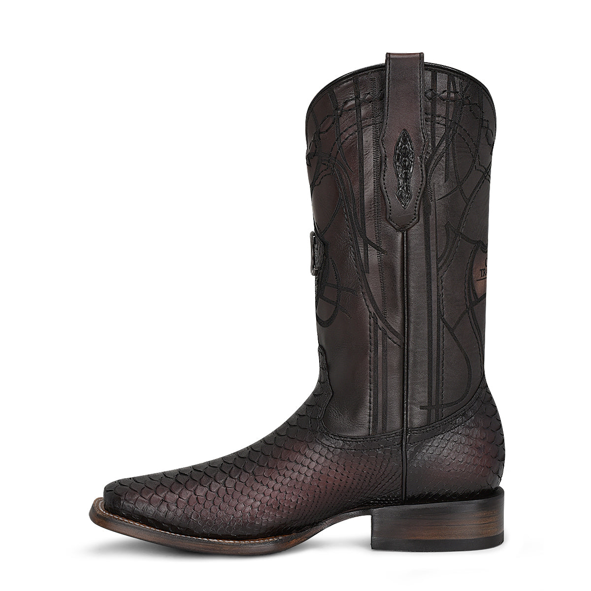 Cuadra Lisboa Cherry Python Embroidery & Laser & Woven Square Toe CU746