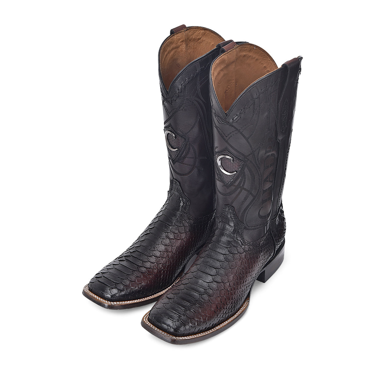 Cuadra Lisboa Cherry Python Embroidery & Laser & Woven Square Toe CU746