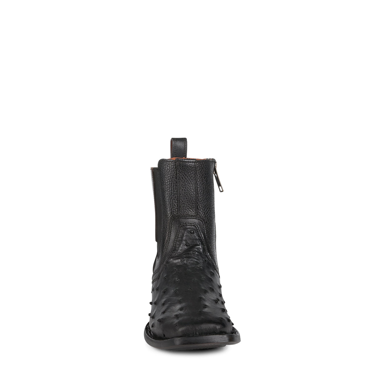 Cuadra Black Ostrich Zipper & Elastic Square Toe CU821