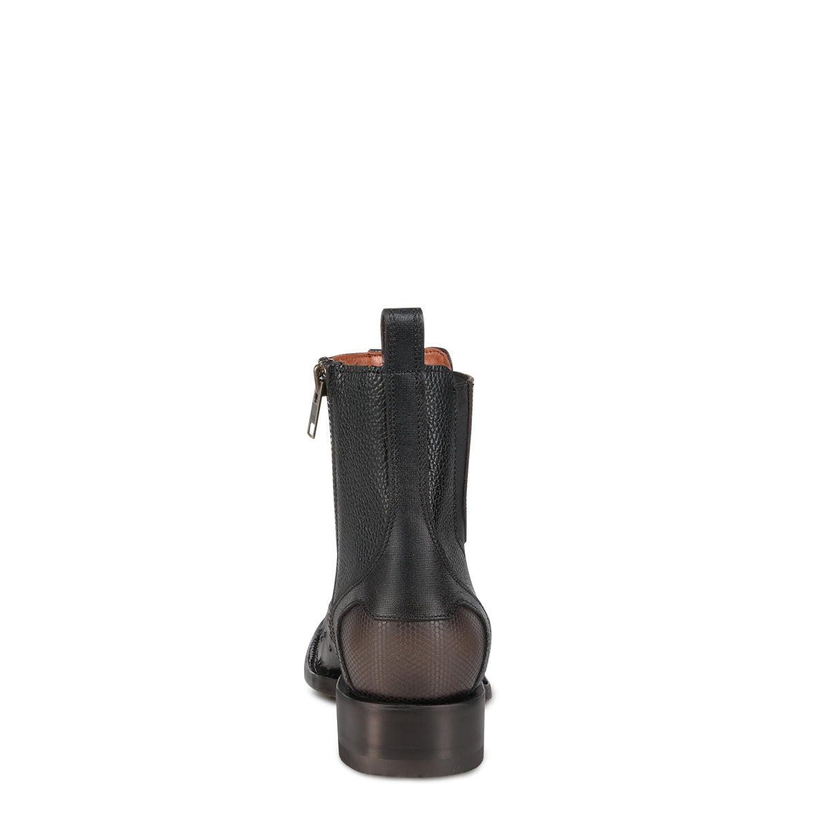 Cuadra Black Ostrich Zipper & Elastic Square Toe CU821