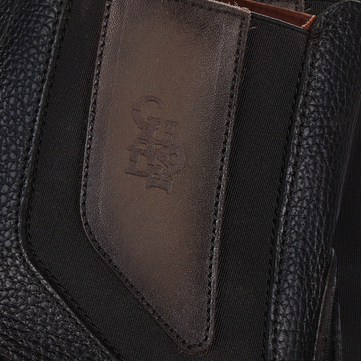 Cuadra Black Ostrich Zipper & Elastic Square Toe CU821
