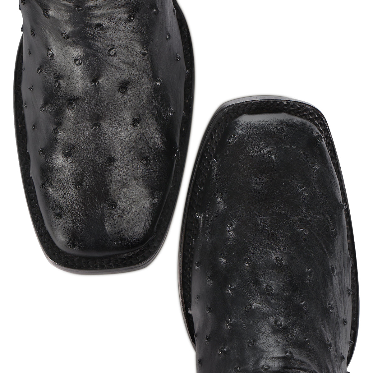 Cuadra Black Ostrich Zipper & Elastic Square Toe CU821
