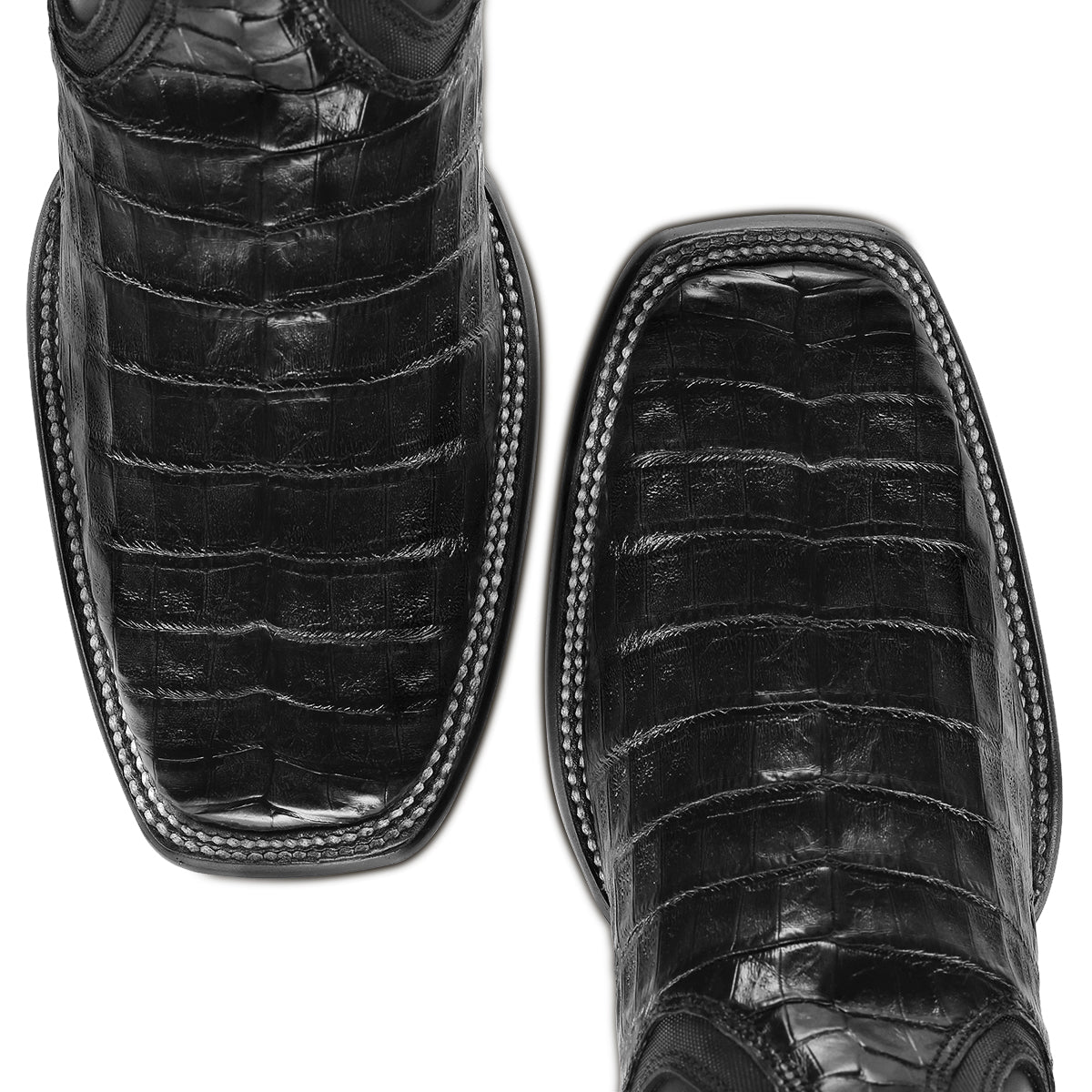 Cuadra Black Caiman Zipper & Elastic Square Toe CU891