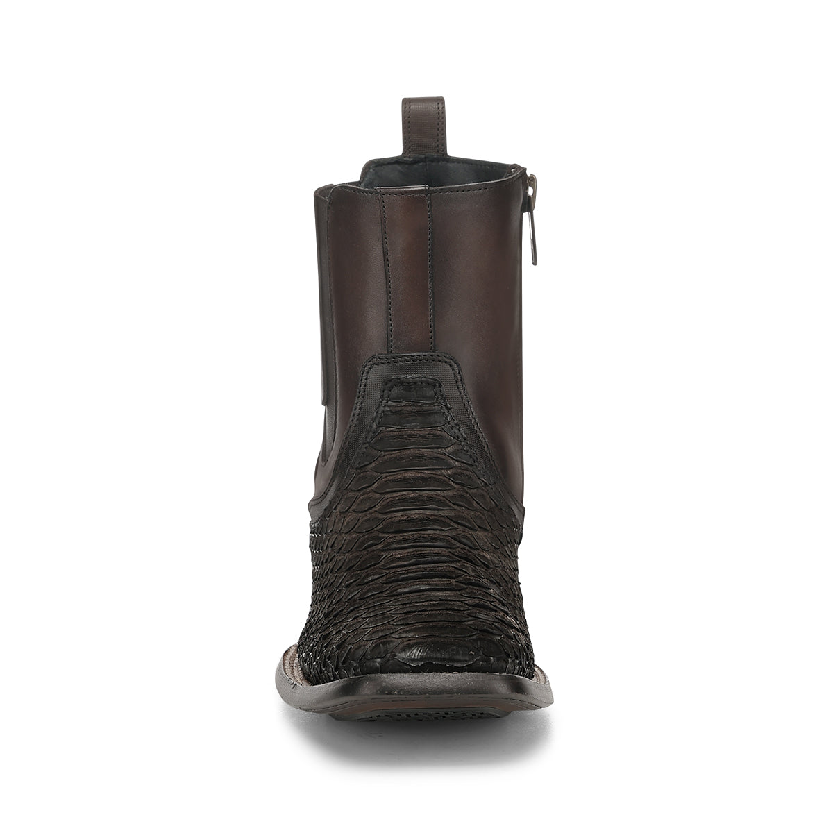 Matte Brown Python Zipper & Elastic Square Toe CC284