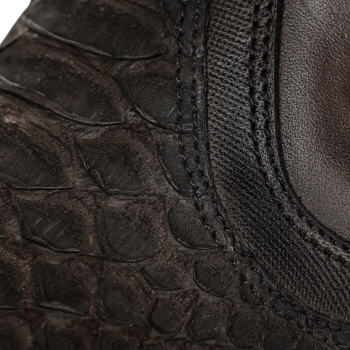 Matte Brown Python Zipper & Elastic Square Toe CC284