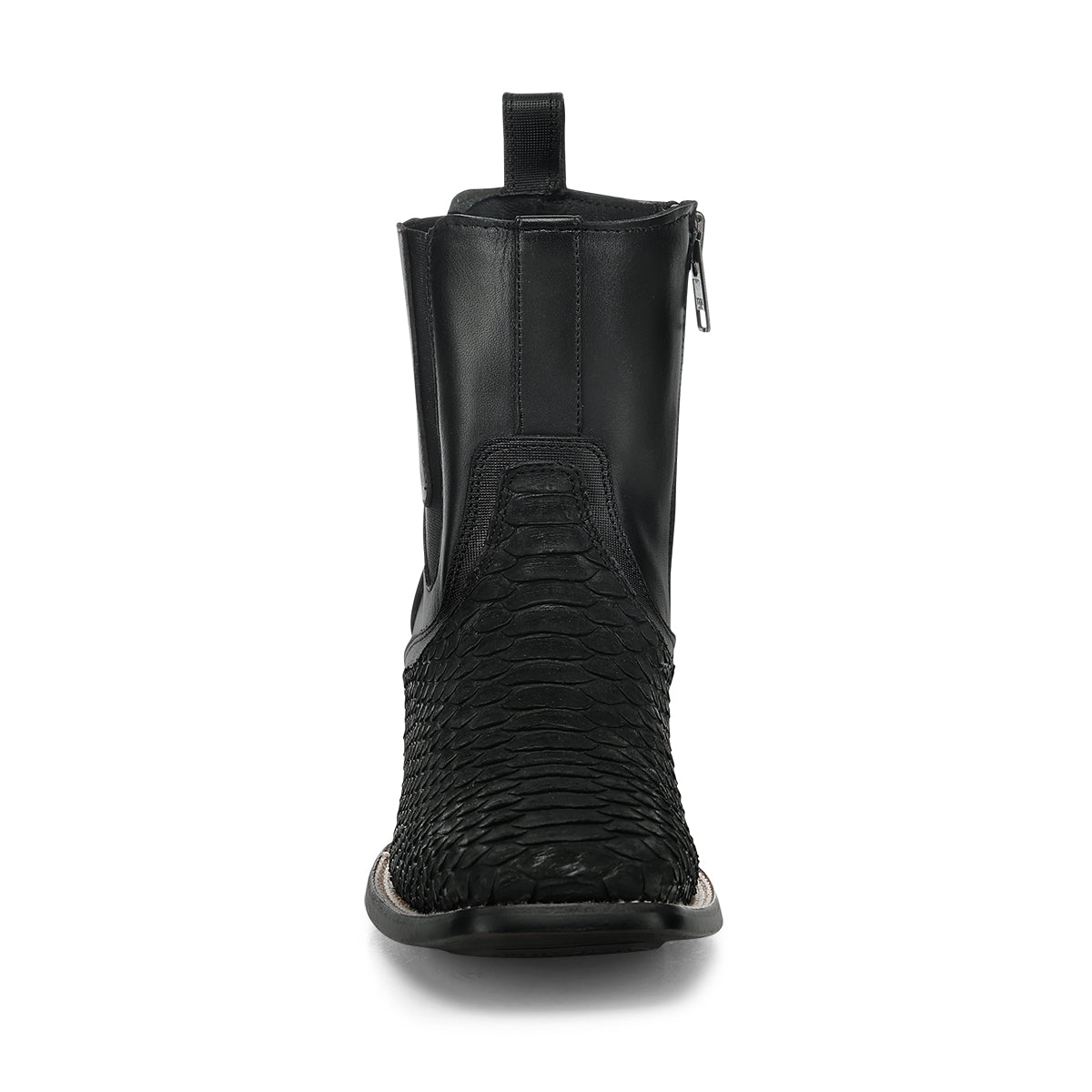 Cuadra Matte Black Python Zipper & Elastic Square Toe CC285
