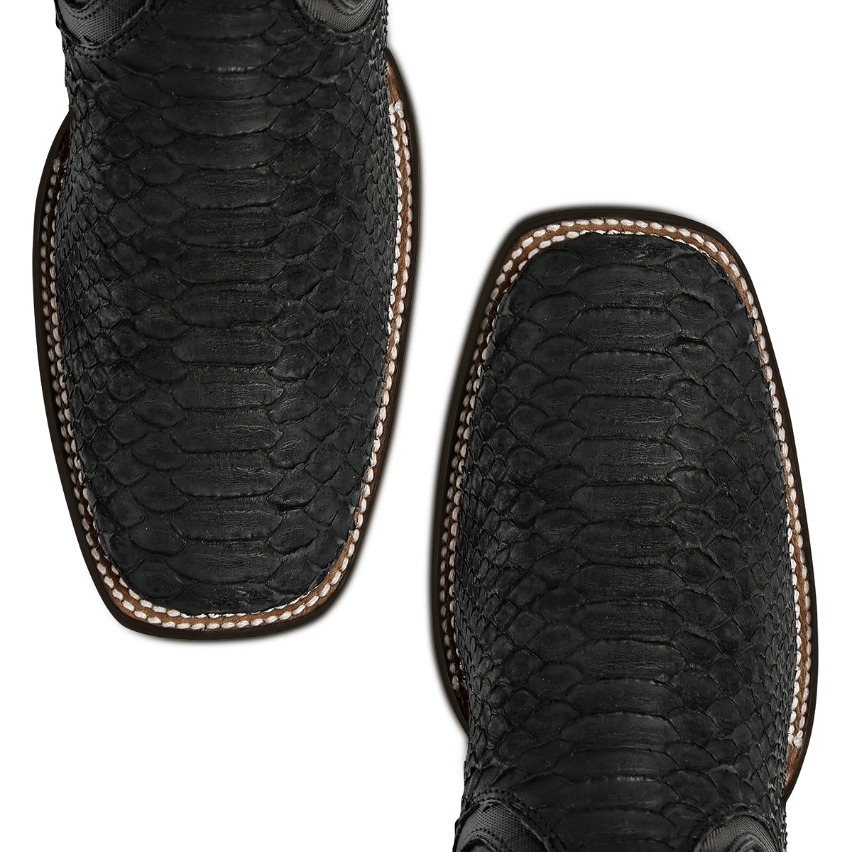 Cuadra Matte Black Python Zipper & Elastic Square Toe CC285
