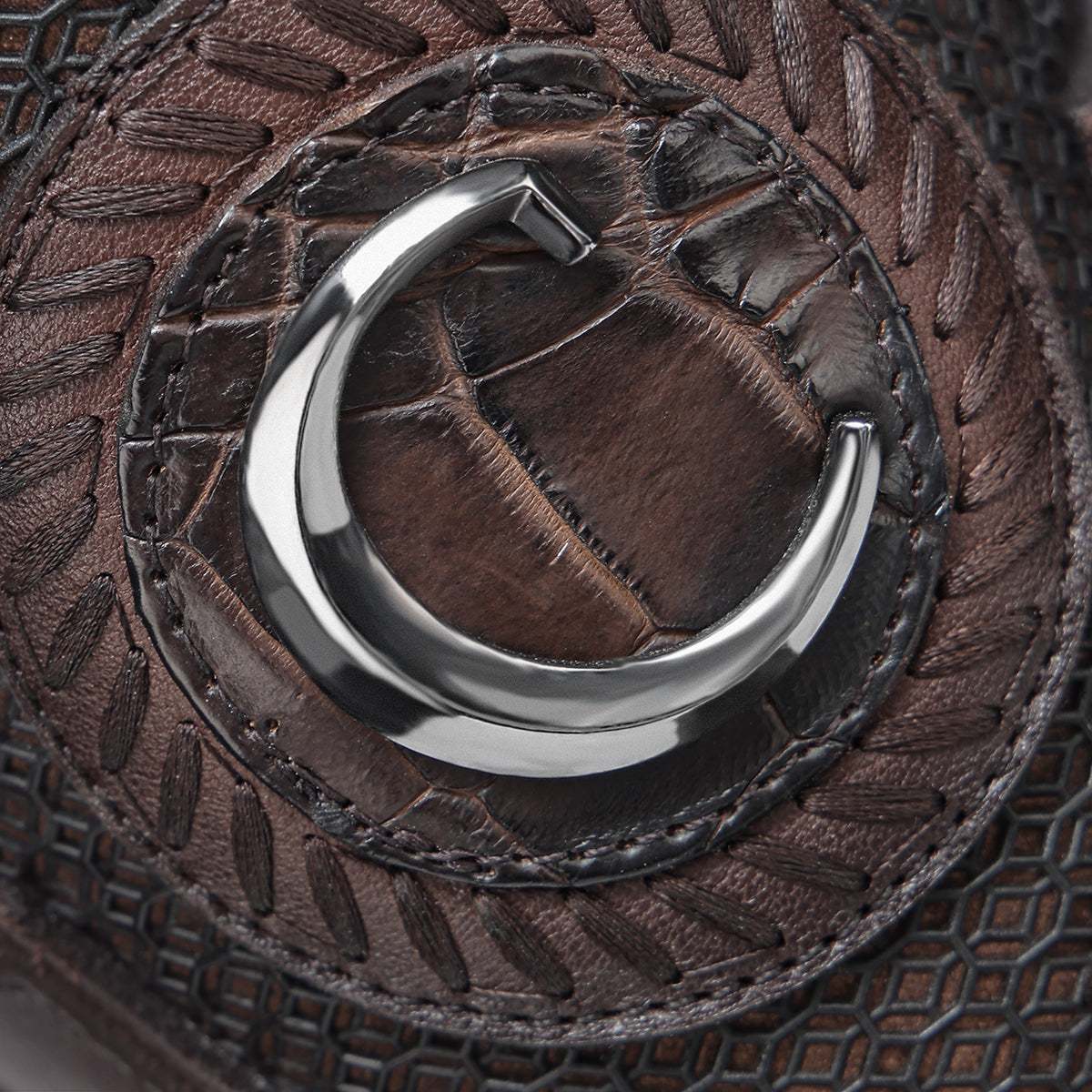 Cuadra Chocolate Alligator Embroidery & Laser & Woven CC202