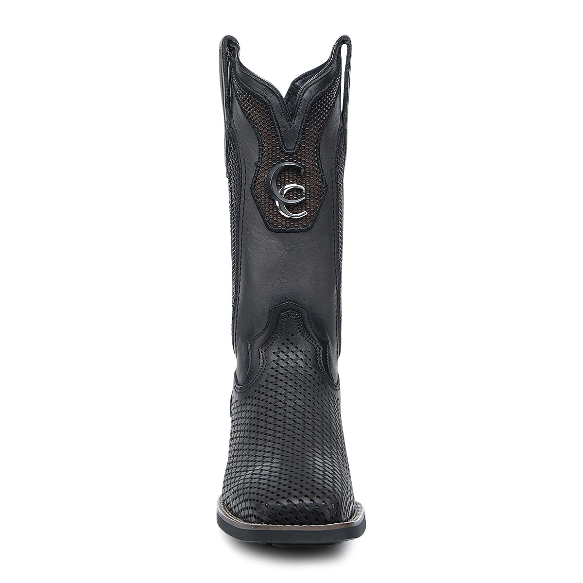 Cuadra Black Laser & Embroidery & Studs Square Toe CU985
