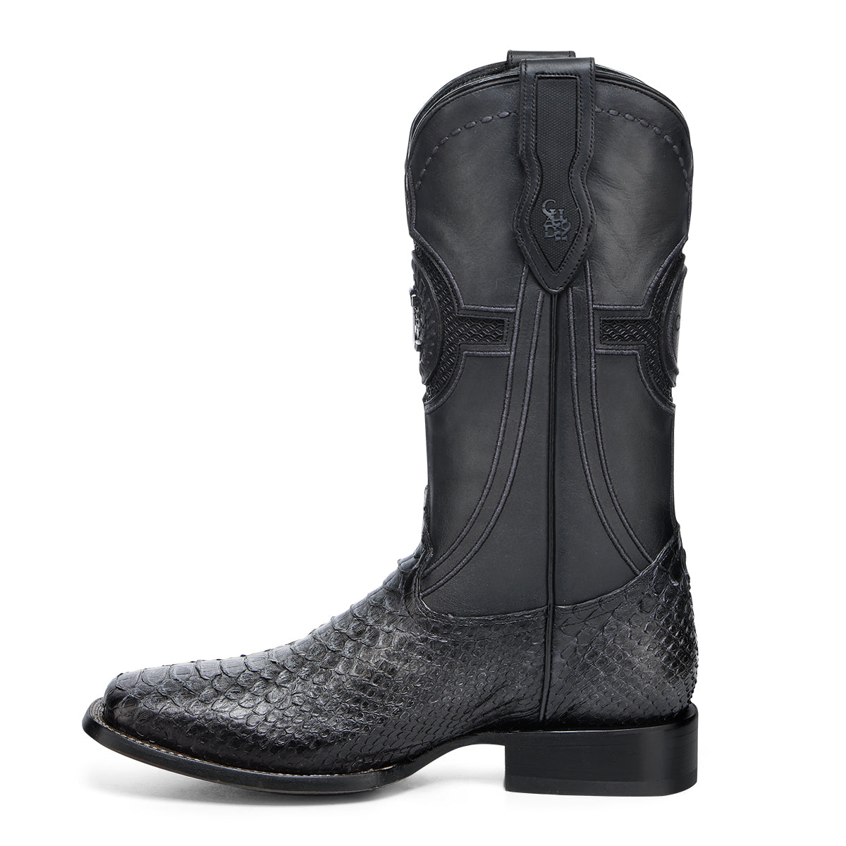 Cuadra Matte Black Python Embroidery & Laser & Woven CC288 - L