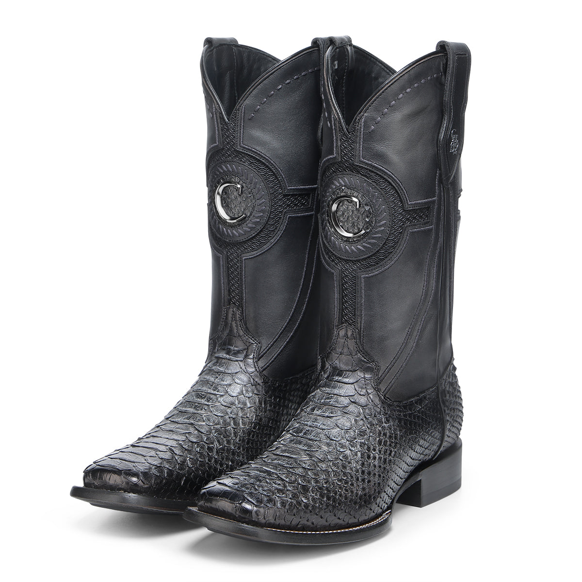 Cuadra Matte Black Python Embroidery & Laser & Woven CC288 - L