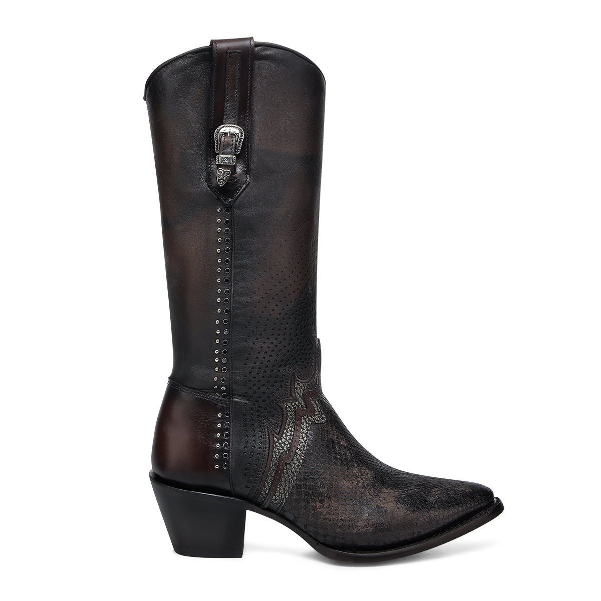 Cuadra Chocolate Python Laser & Embroidery & Studs CC243