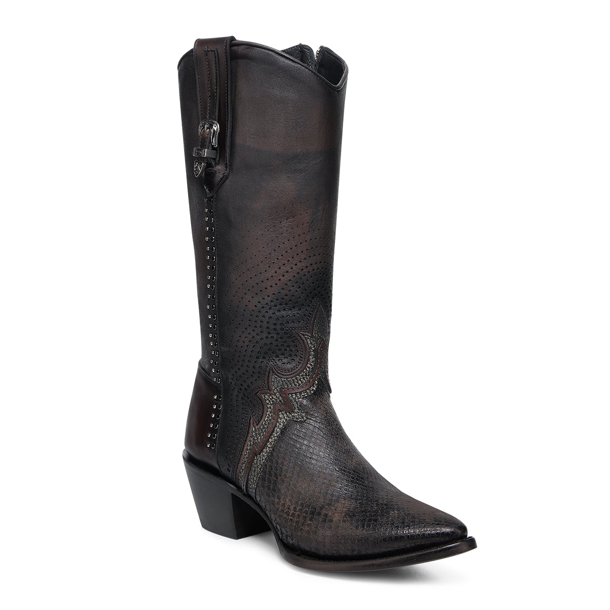 Cuadra Chocolate Python Laser & Embroidery & Studs CC243