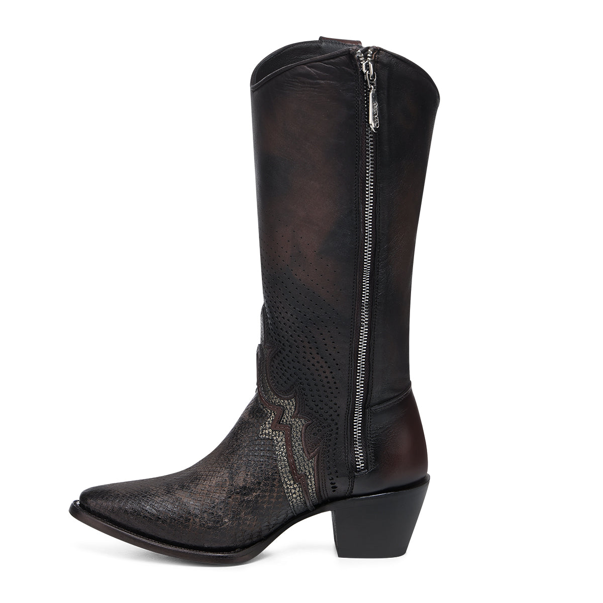 Cuadra Chocolate Python Laser & Embroidery & Studs CC243