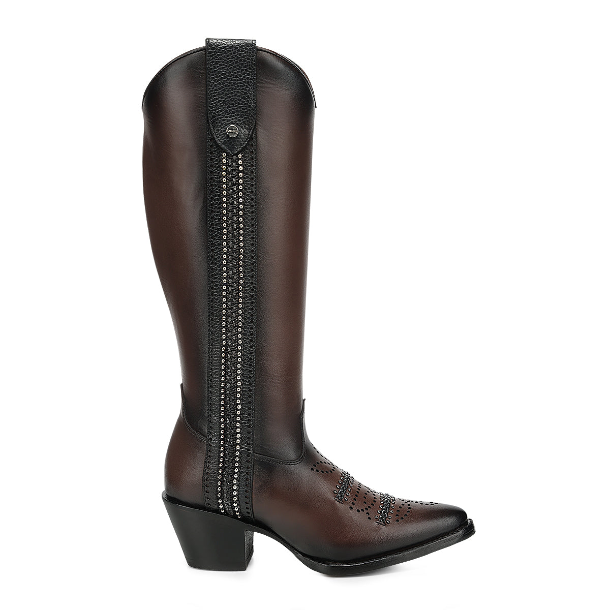 Chocolate Zipper & Studs & Laser Pointed Toe CC278