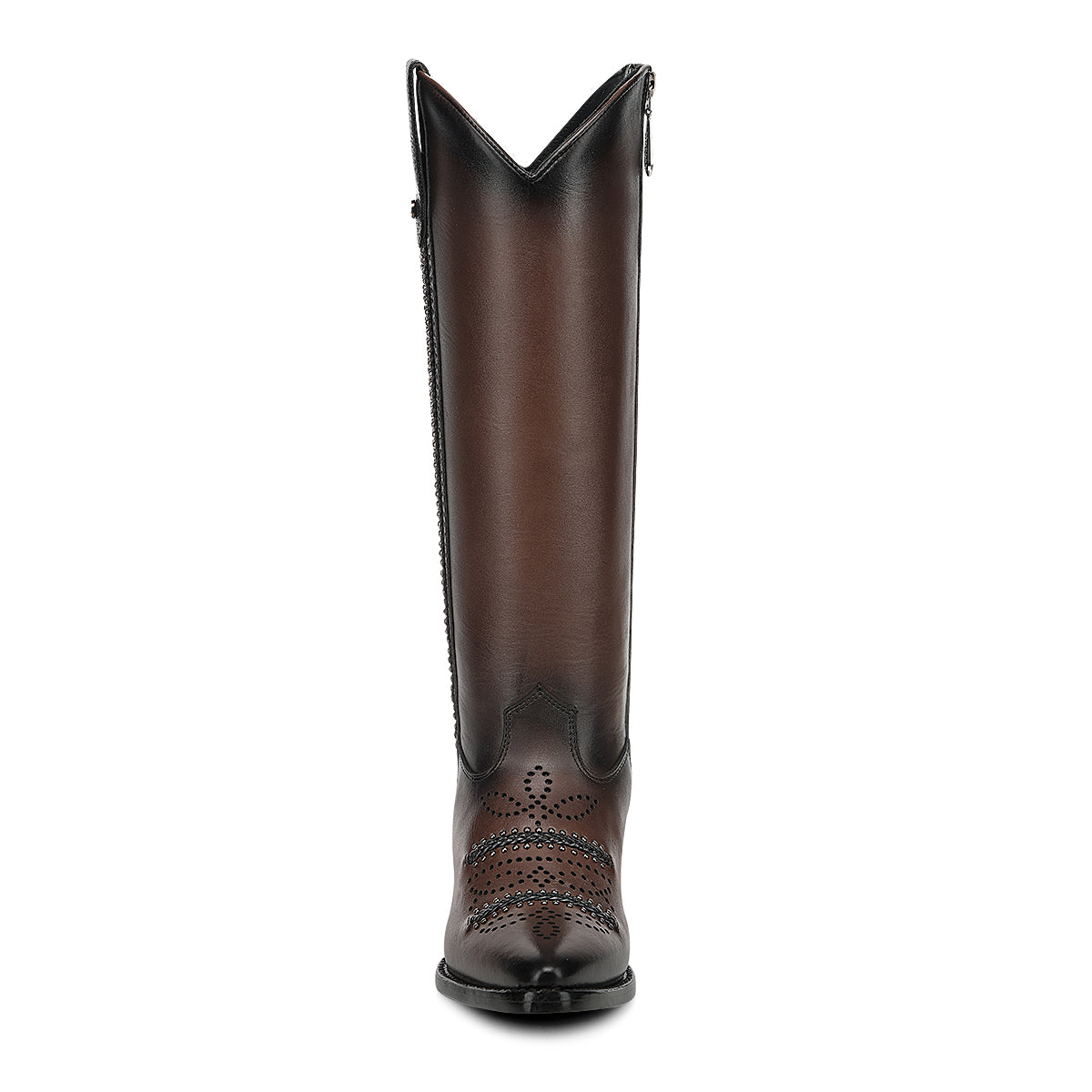 Chocolate Zipper & Studs & Laser Pointed Toe CC278