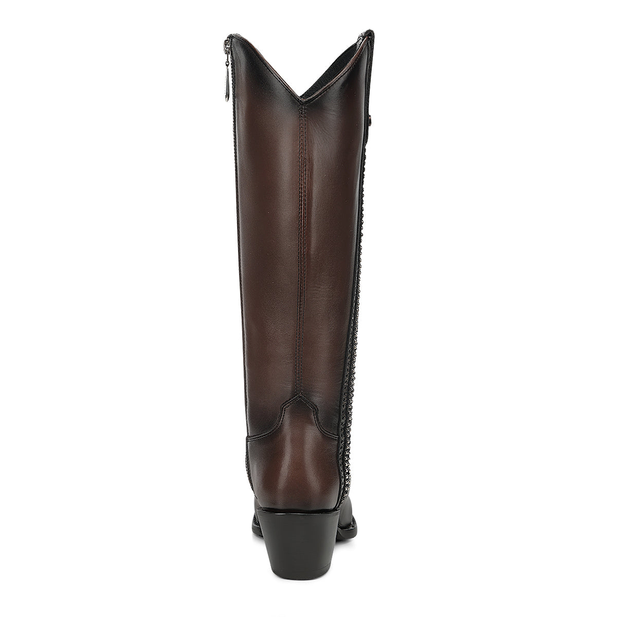 Chocolate Zipper & Studs & Laser Pointed Toe CC278