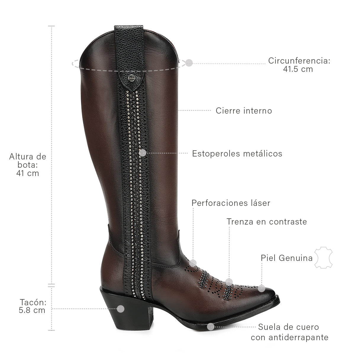 Chocolate Zipper & Studs & Laser Pointed Toe CC278