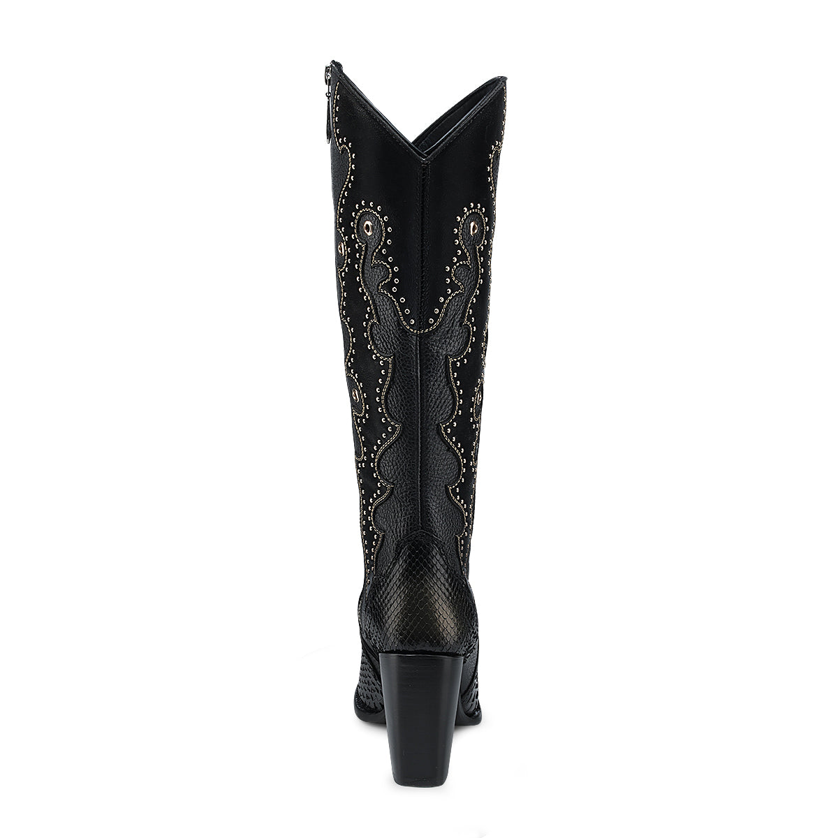 Cuadra Black Python Embroidery & Studs & Zipper CU869
