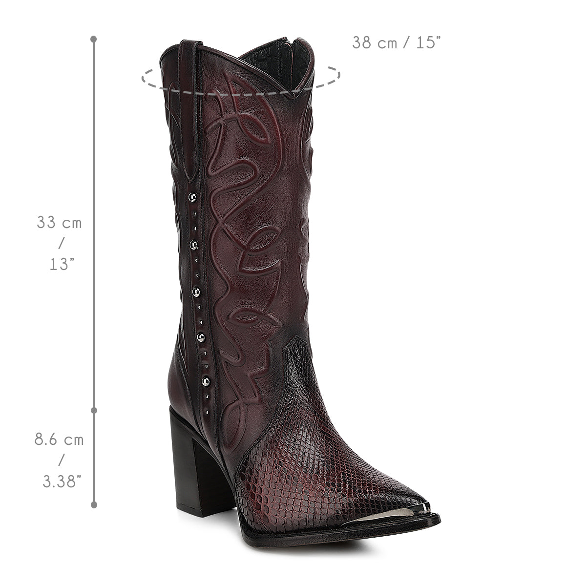 Cuadra Wine Python Zipper & Studs Pointed Toe CC245