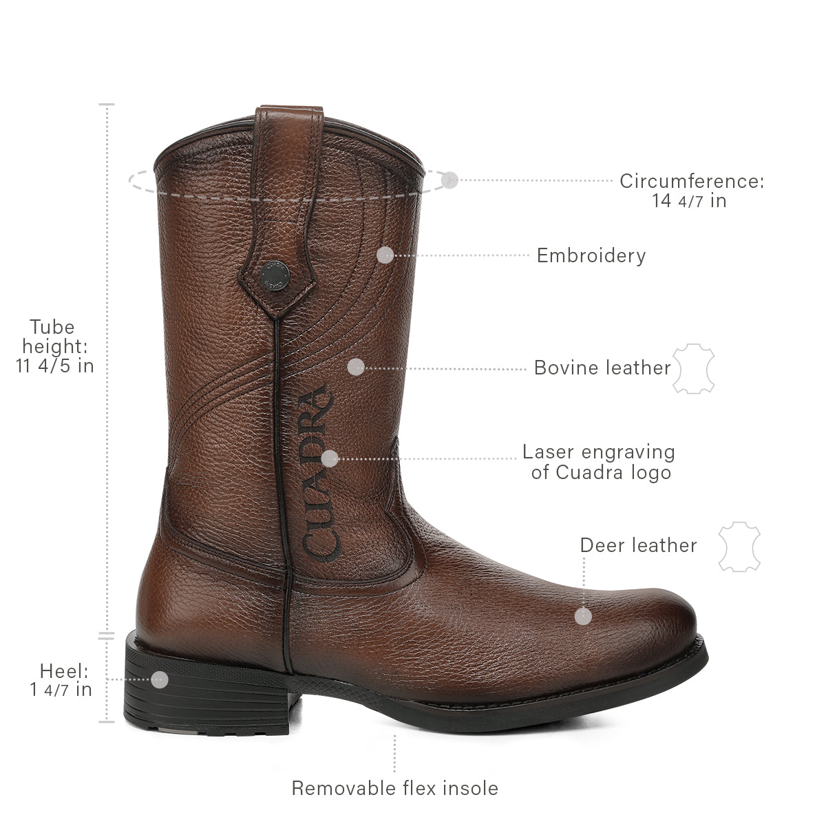 Cuadra Honey Deer Embroidery & Laser Round Toe CC317