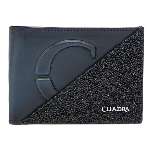 Cuadra Black & Blue Stingray Stitching Wallet DU717
