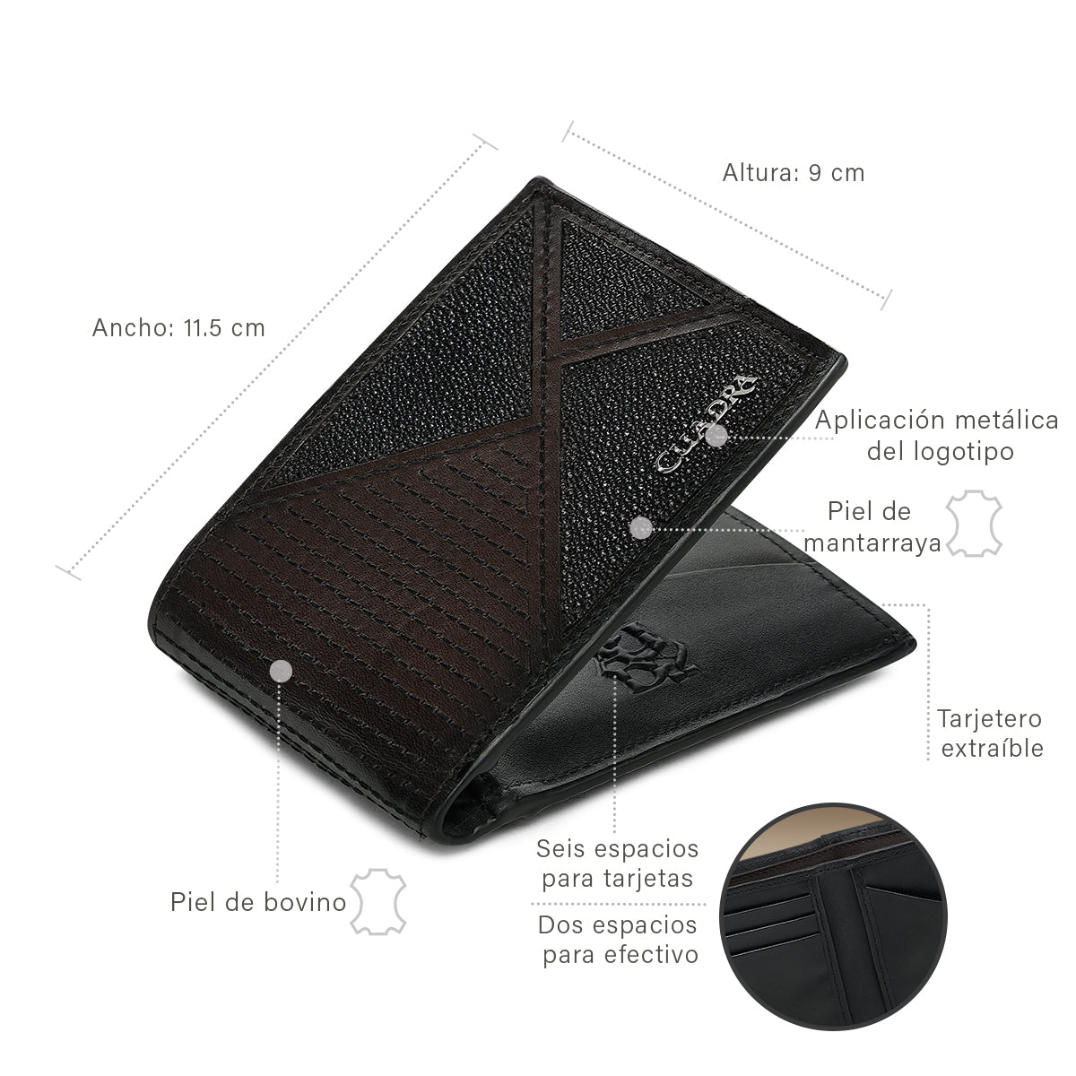 Cuadra Brown Stingray Stitching  Wallet DU781